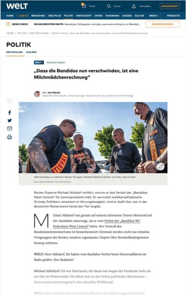 Welt - Veröffentlichung Bandidos MC